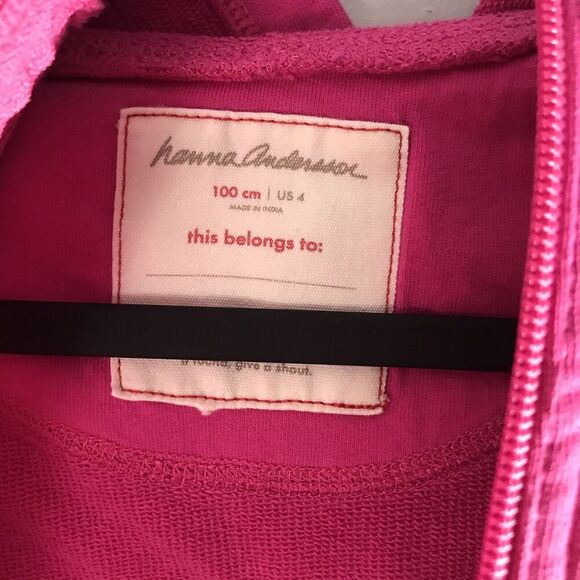Hanna Andersson Girls 100cm Size‎ 4 Jacket Pink Zip Up Hoodie Basic Sweatshirt - Picture 8 of 11